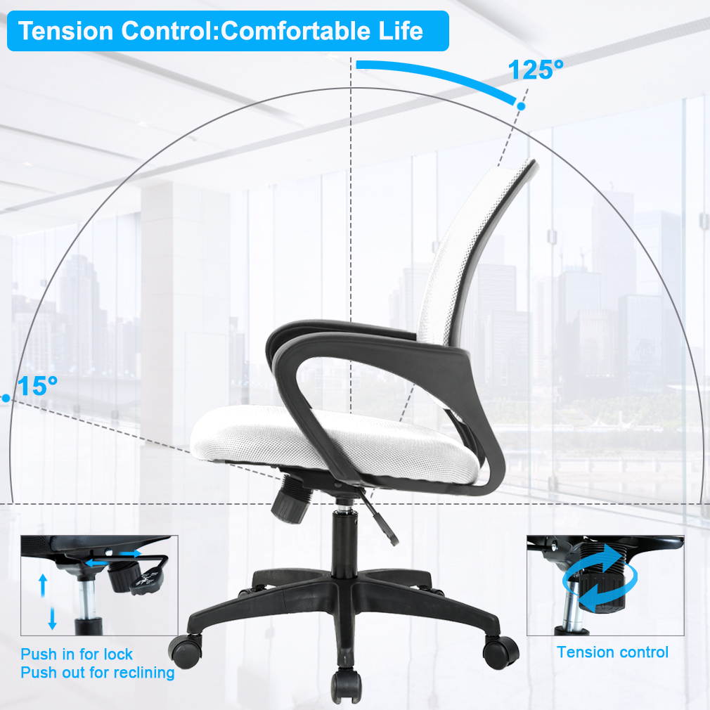 Home Mesh Office Chair Ergonomic Desk Chair Adjustable Computer Chair with Lumbar Support Arms Modern Executive Rolling Swivel Task Chair for Women Adults(White)
