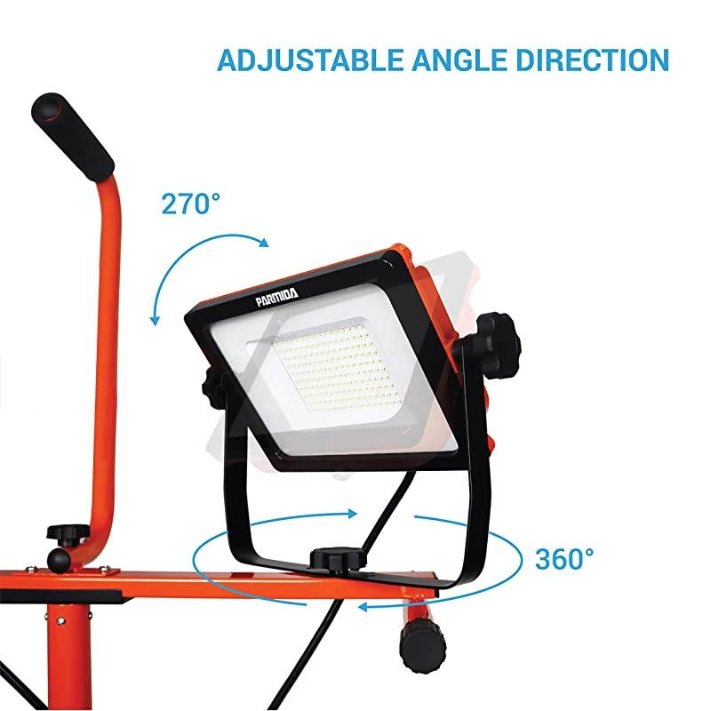 LED DualHead Work Light with 6ft Adjustable Tripod Stand 10000 Lumen 100W Durable Aluminum Body IP65 Waterproof Foldable Stand MultiDirectional amp Detachable Heads ETLListed