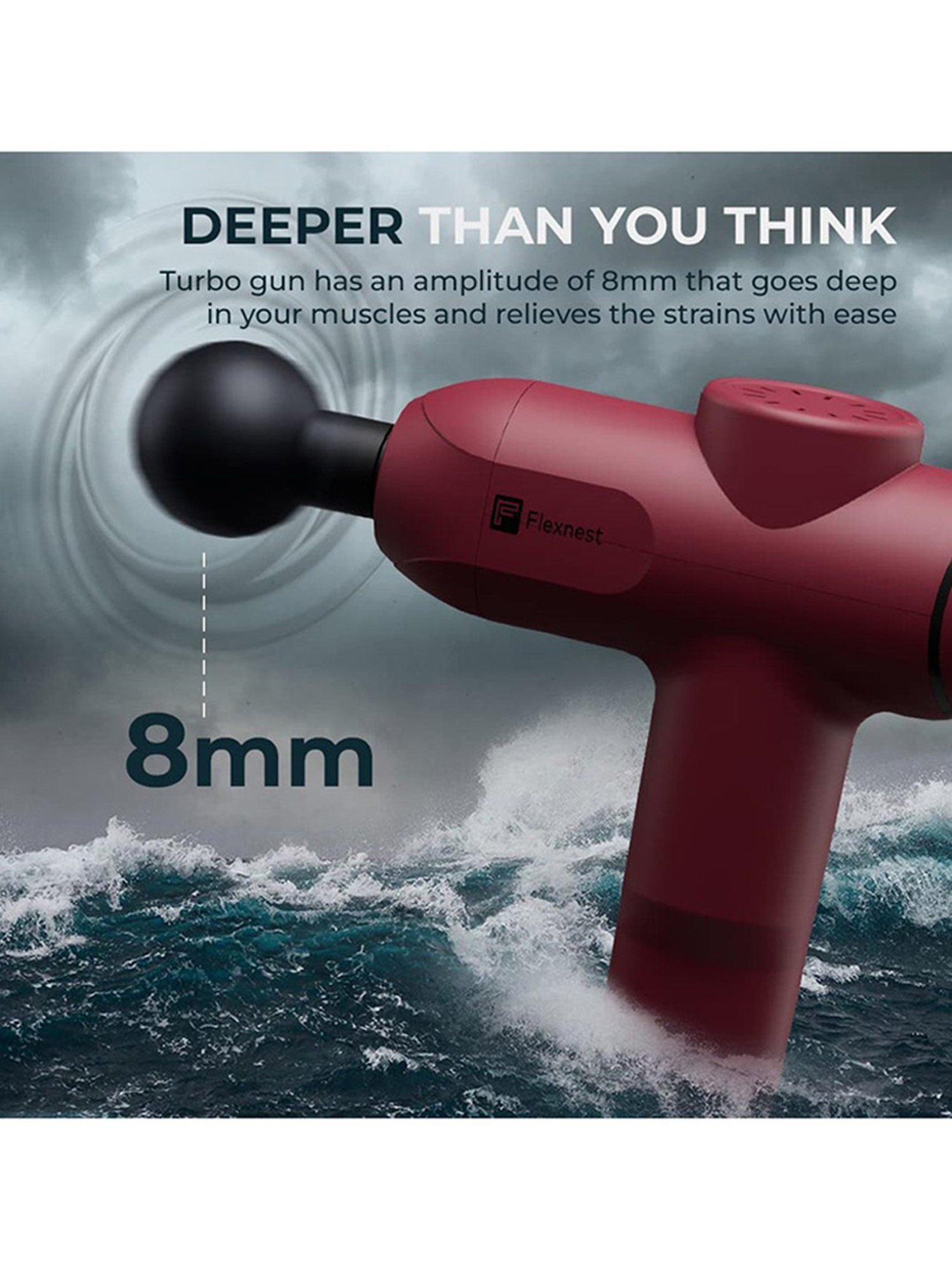 Flexnest German-Designed Turbo Massage Gun For Body Pain Relief (Red)
