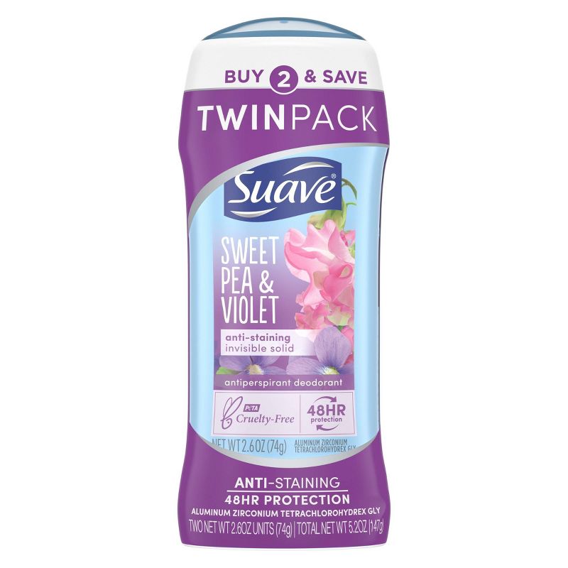 Suave Sweet Pea & Violet 48-Hour Antiperspirant & Deodorant Stick - 2.6oz/2ct