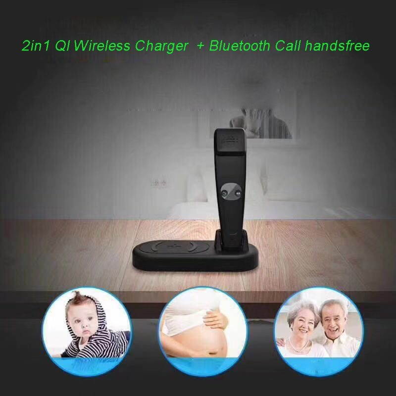 2in1 Retro Telephone Radiation-proof Handset Bluetooth Call Handsfree With Qi Wireless Charger for iphone