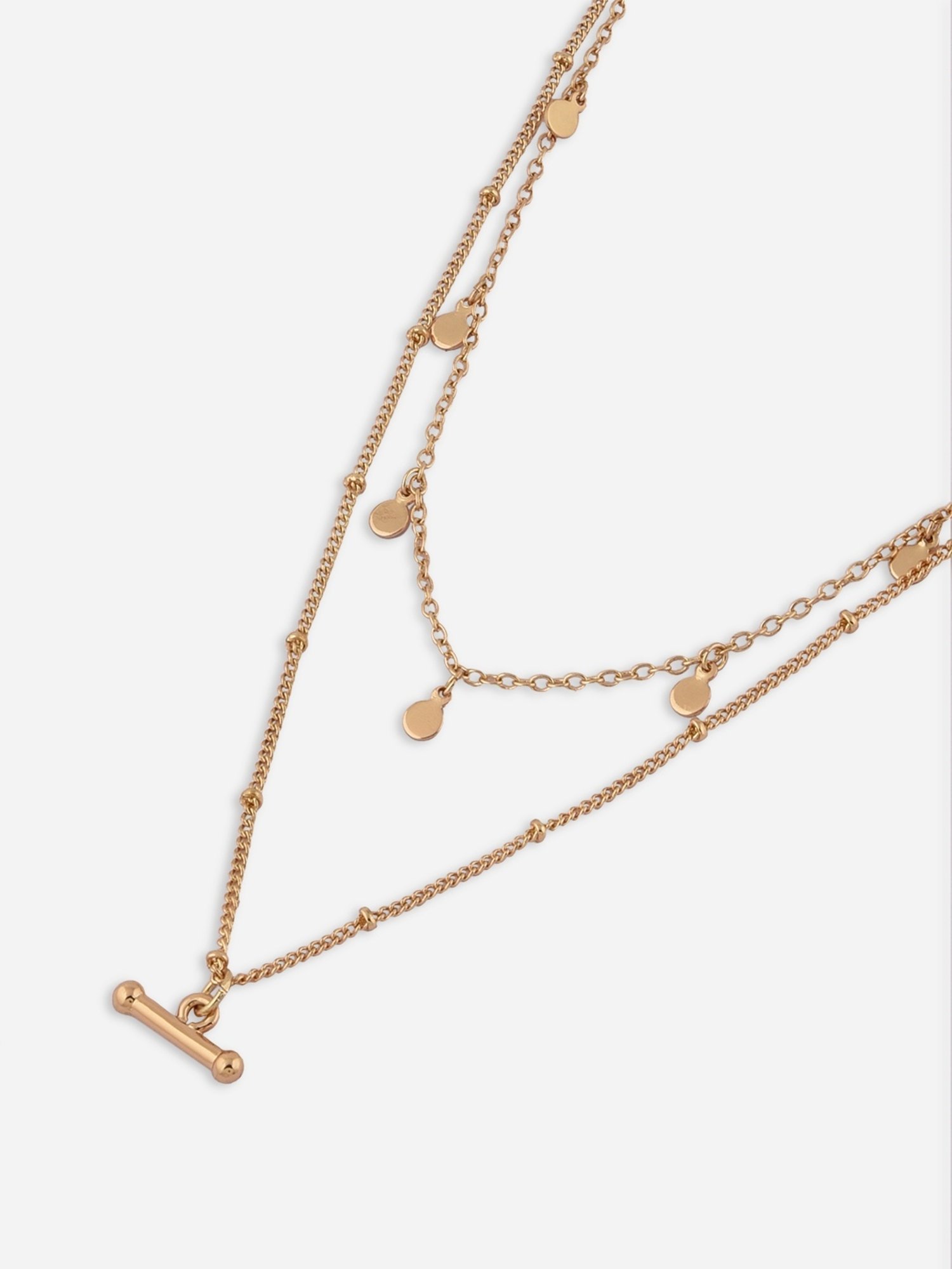 ToniQ Casual Double Layered Golden Necklace for Women