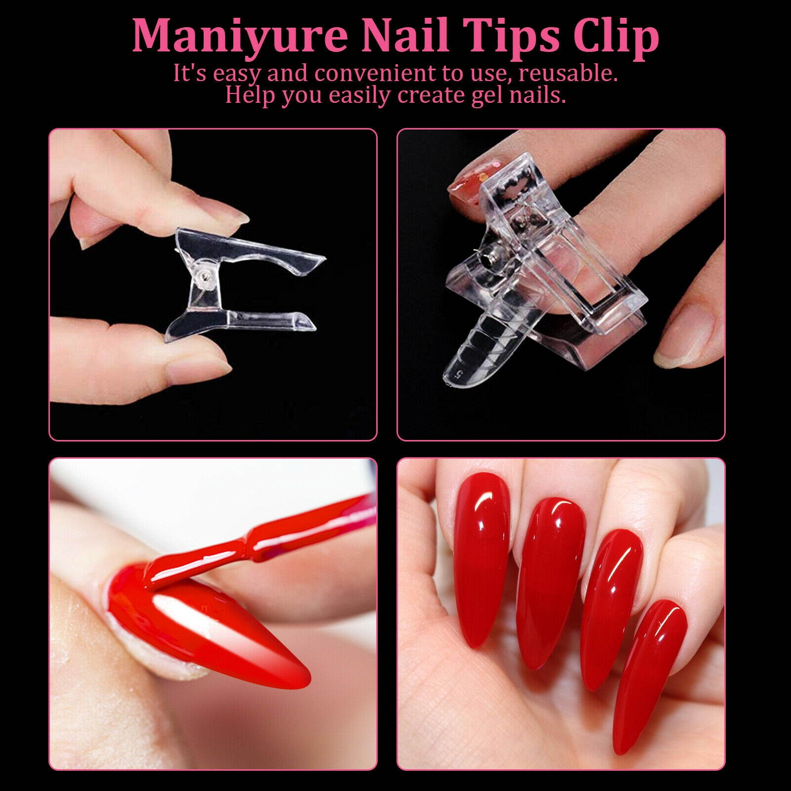 20pcs Nail Tips Clip Quick Building Poly Builder Gel DIY Extension Clamp Clips