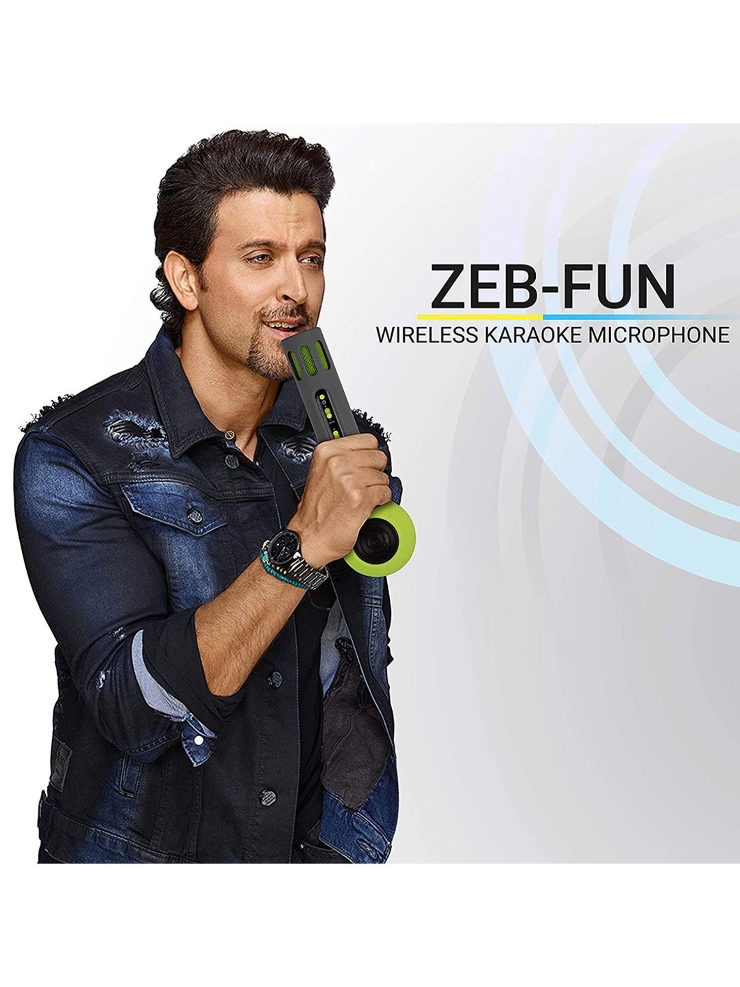 Zebronics Zeb-Fun 3W Wireless Karaoke Microphone (Green)