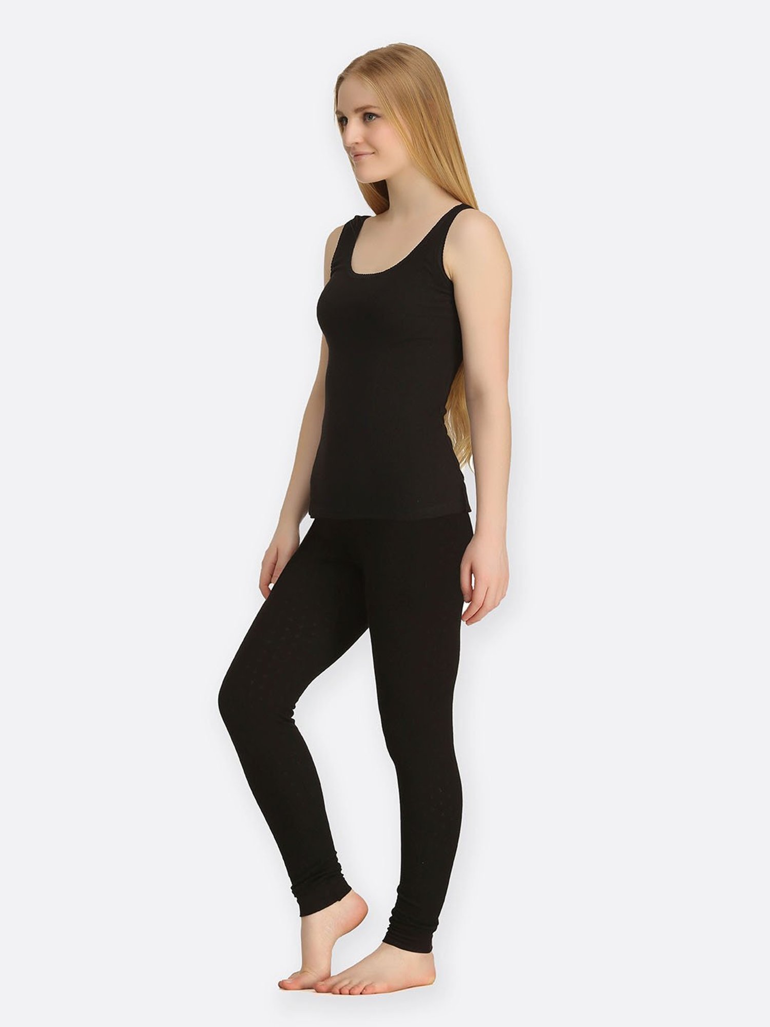 Kanvin Black Thermal Camisole With Tights