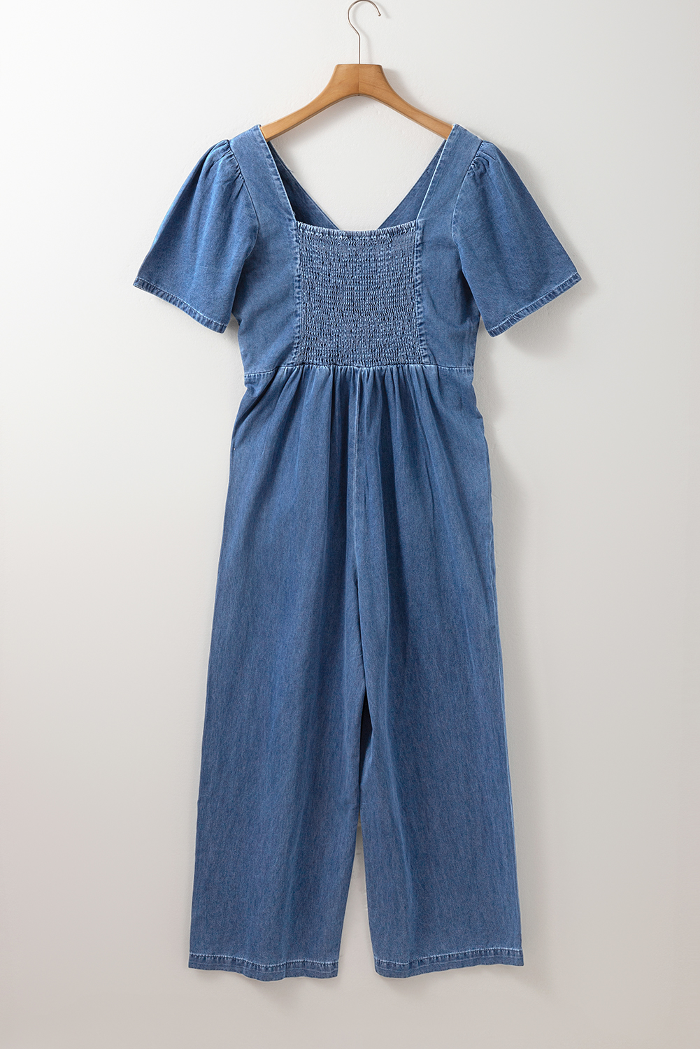 Gray Textured Wide Leg Overall with Pockets