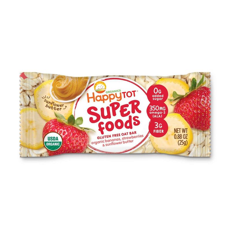 HappyTot Super Foods Oat Bar Banana Strawberry & Sunflower Butter - 5ct/0.88oz Each