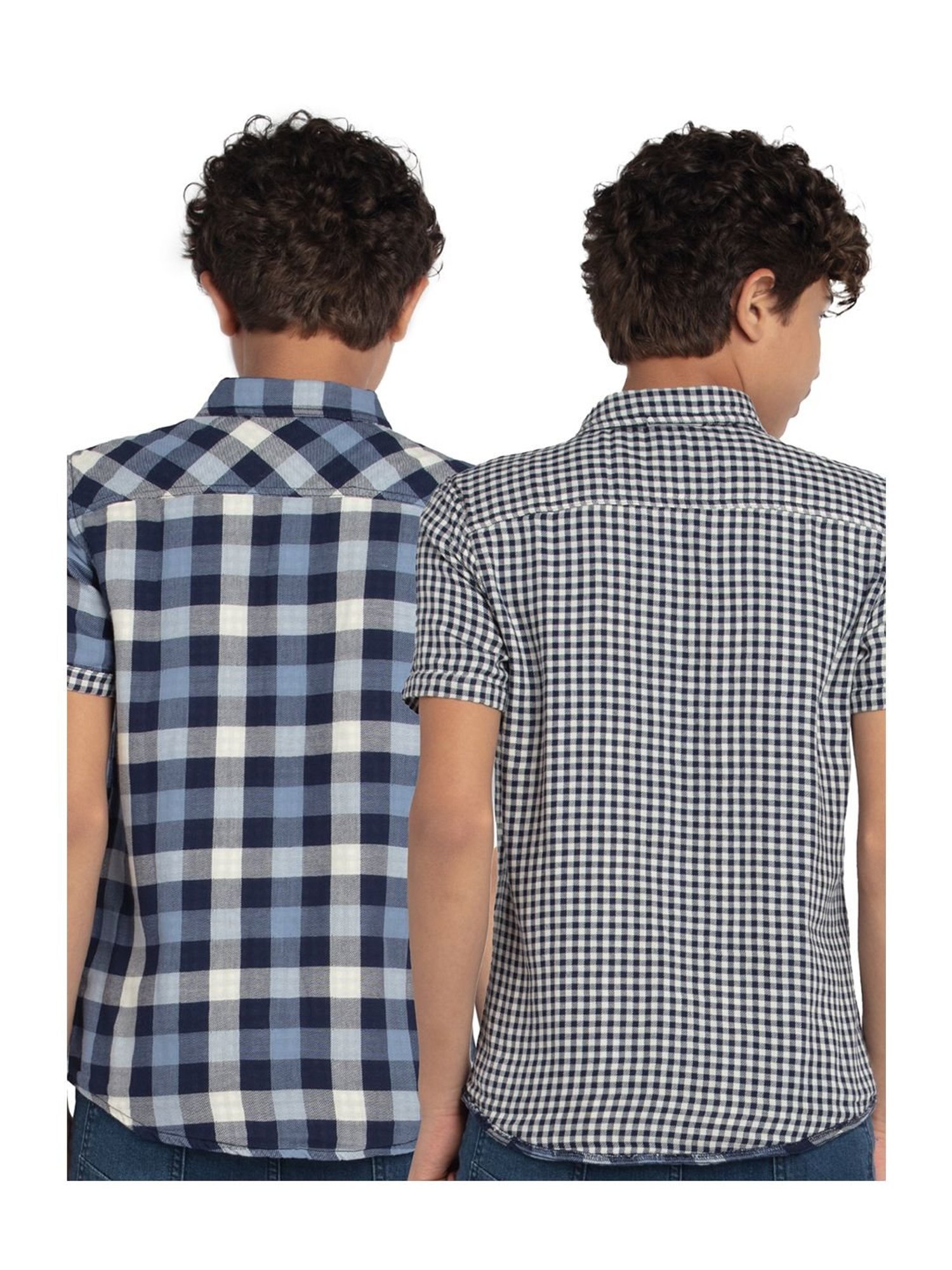 Under Fourteen Only Kids Multicolor Checks Reversible Shirt