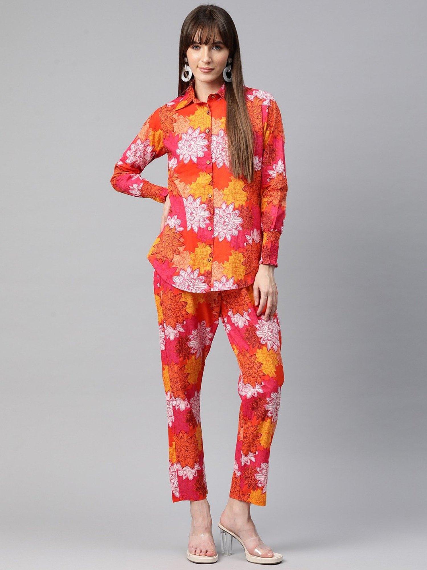 READIPRINT FASHIONS Multicolored Cotton Floral Print Shirt Pant Set