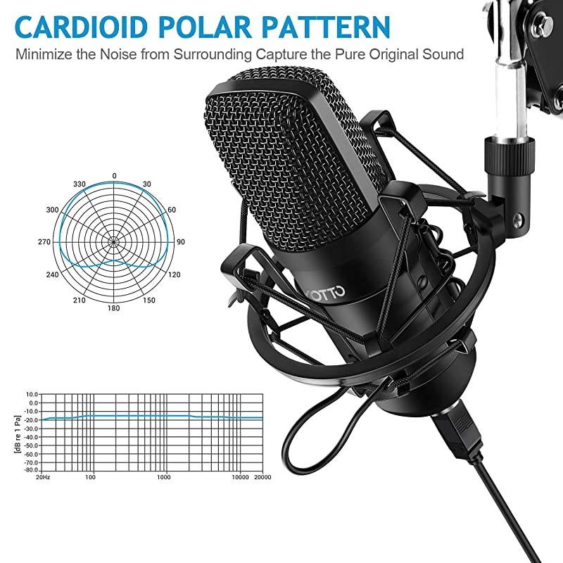 USB Microphone Kit 192KHZ24BIT Plug amp Play Computer PC Microphone Studio Streaming Cardioid Mic with Boom Arm Shock Mount Pop Filter for Recording Broadcasting YouTube Gaming Voice