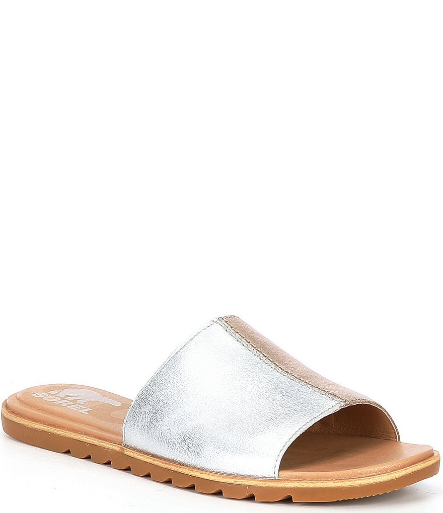 Sorel Ella2 Metallic Leather Blocked Slides
