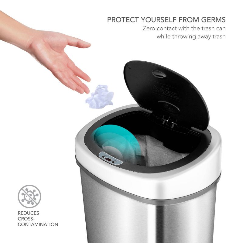 Nine Stars 13gal Motion Sensor Oval Shape Stainless Steel Trash Can