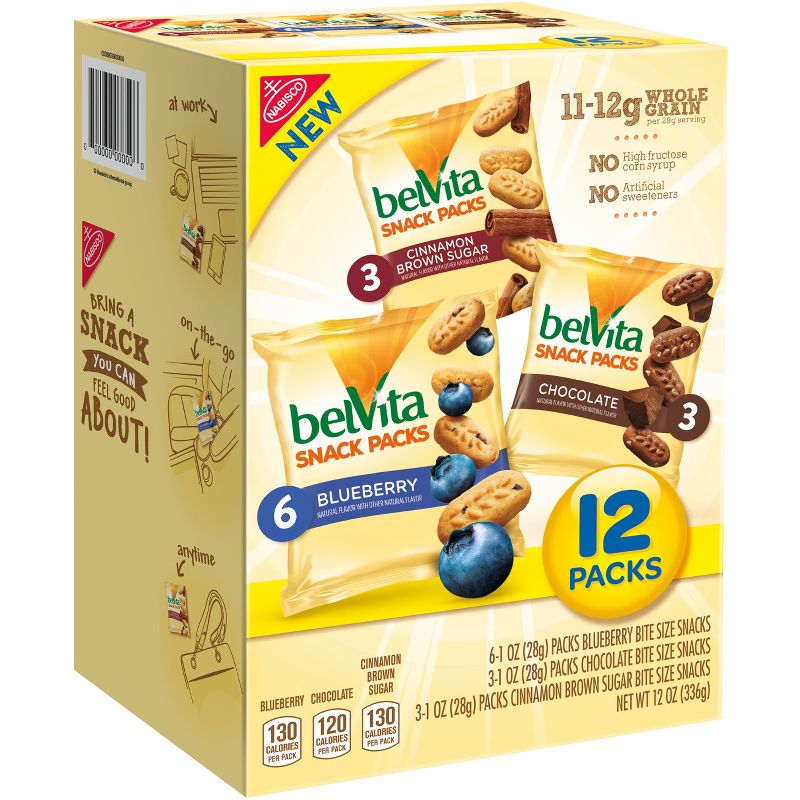 belVita Blueberry, Chocolate and Cinnamon Brown Sugar Snack Packs - 12ct