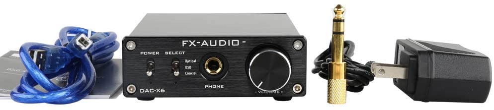 FX-Audio DAC-X6 Mini HiFi 2.0 Digital Audio Decoder DAC Input USB/Coaxial/Optical Output RCA/Headphone Amp 24Bit/96KHz DC12V(Silver)