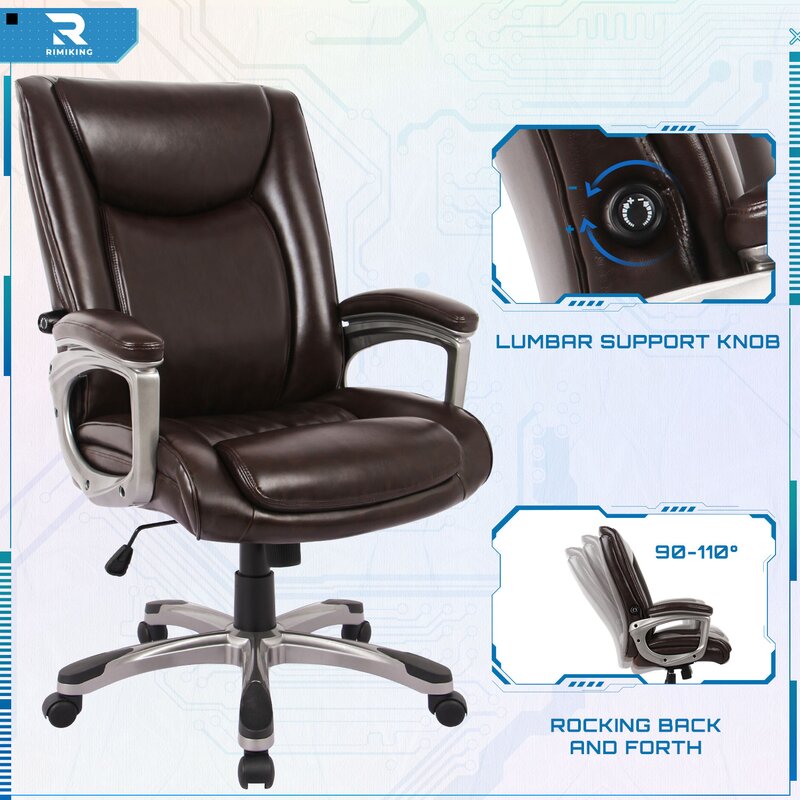 Ergonomic Memory Foam Executive Office Chair - Adjustable Height Built-in Lumbar Support Tilt Angle Computer Desk Chair, Swivel Thick Padded for Comfort