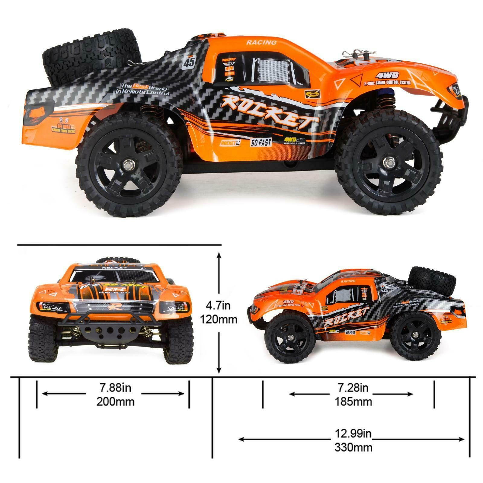 REMO 1/16 RC Truck 4WD High Speed Off-road Car 2.4Ghz Short Course Truck Orange