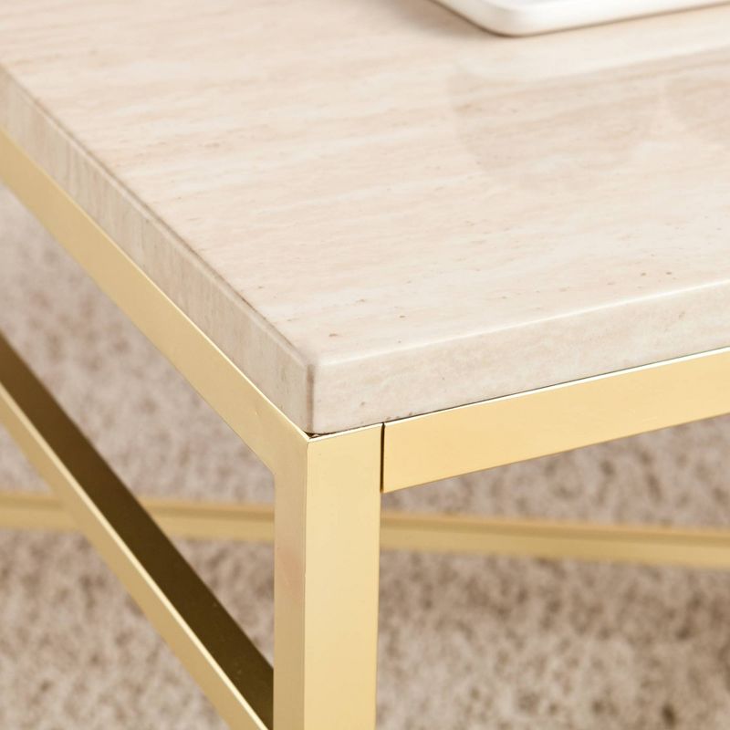 Cocktail Faux Stone Table - Matte Brass - Aiden Lane