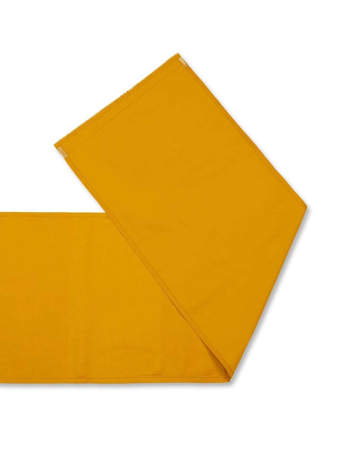 Fabindia Deeva Yellow Cotton Blend Small Runner