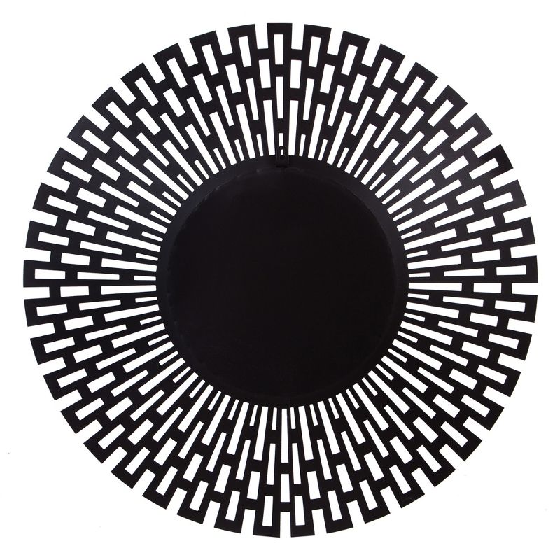 27.75"x27.75" Champagne Round Geometric Sunburst Decorative Wall Mirror Gold - Patton Wall Decor