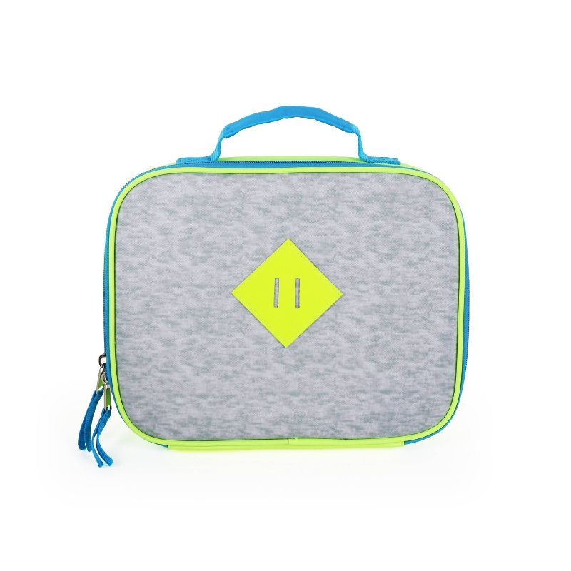 L2D 16" Backpack with Lunch Bag and Headphones - Neon Blue on Gray