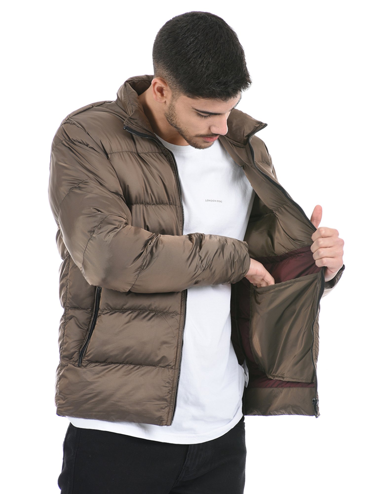 London Fog Brown Regular Fit Quilted Quilted Jacket