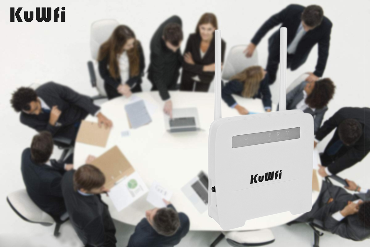 KuWFi 4G LTE WiFi Router Unlocked Wireless CPE Routers with SIM Card Slot LAN Port Support 4G to Wired Network up to 32 Users Devices Work for Caribbean/Europe/Asia/Middle East/Africa