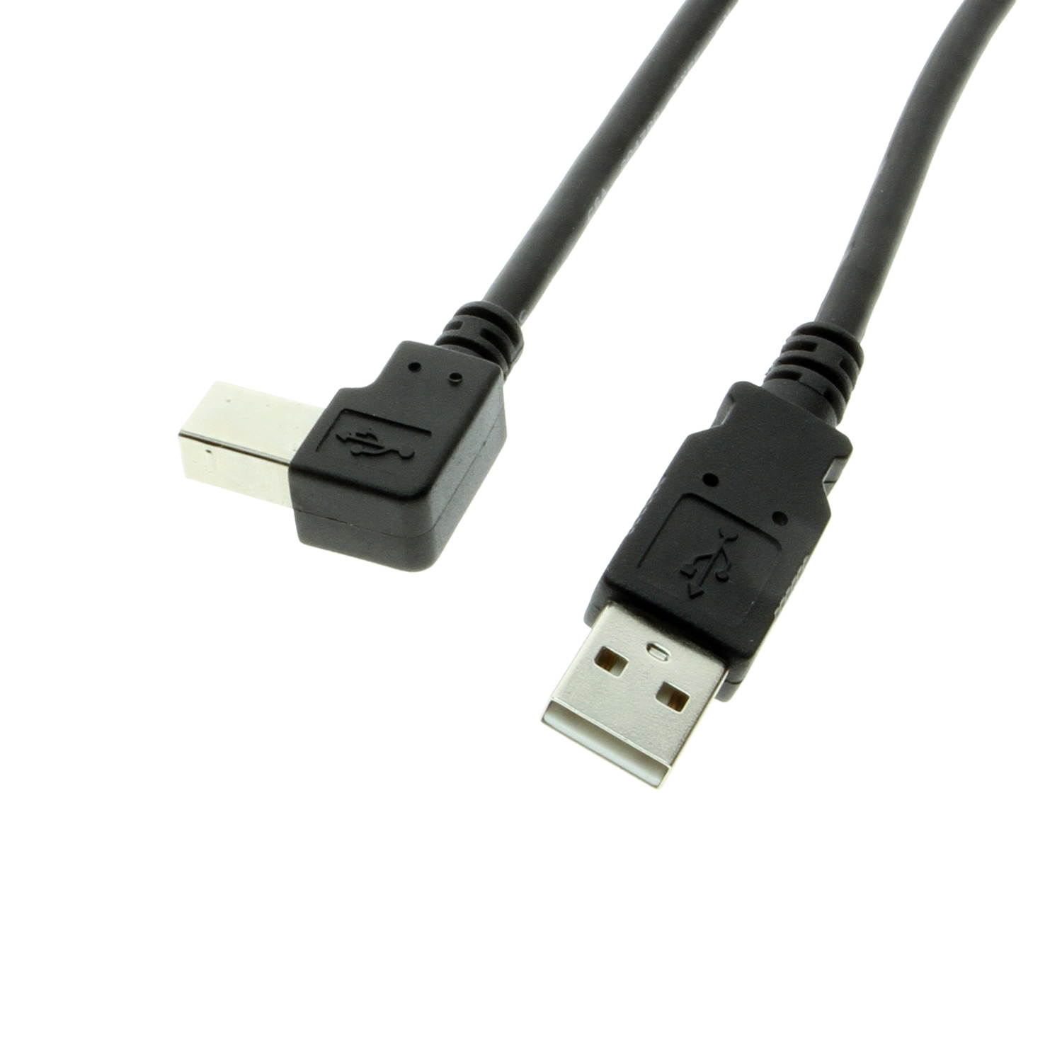 10FT USB 2.0 High-Speed Type-A to B Right Angle Black Device Cable