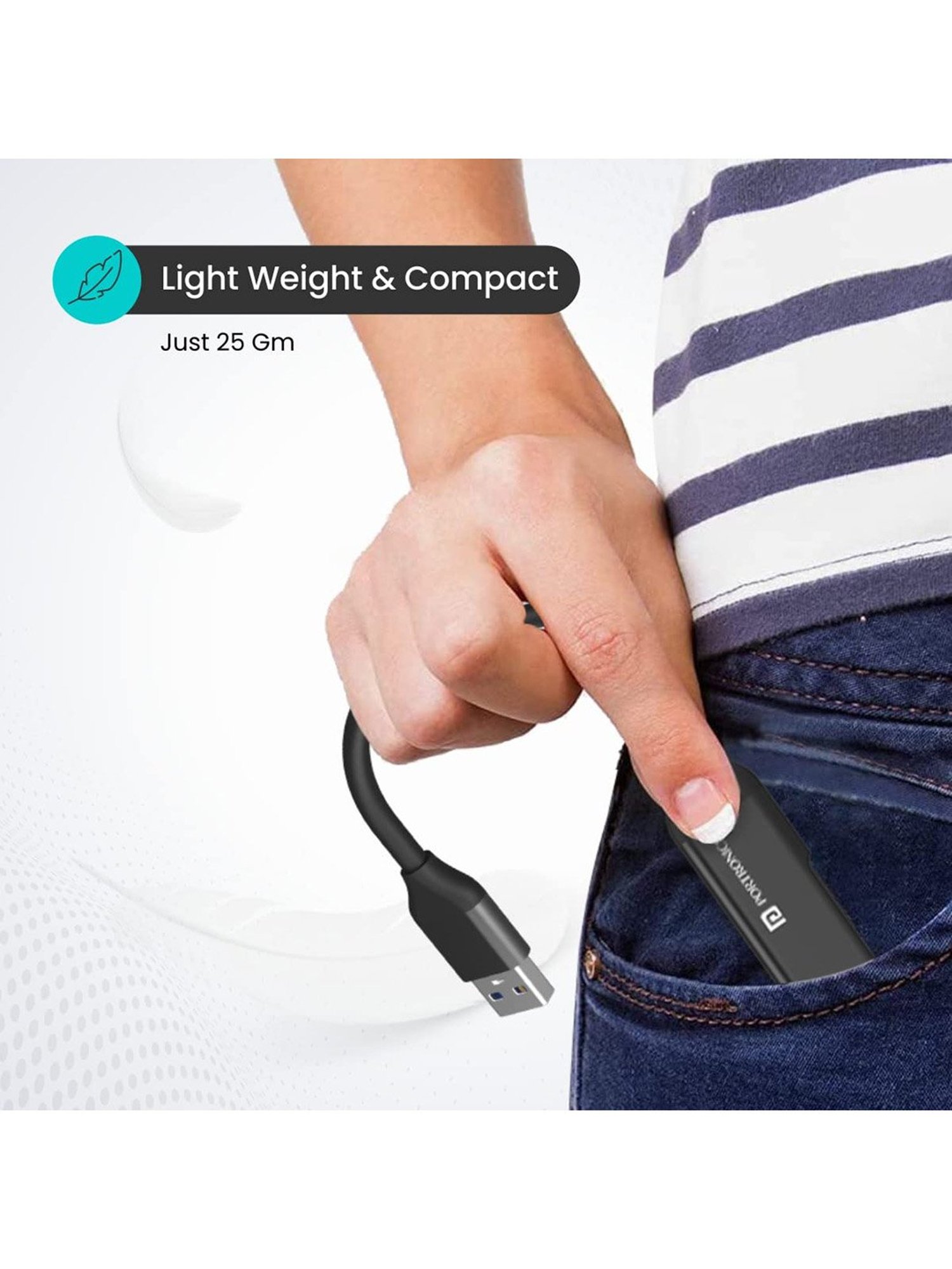 Portronics Mport 31 POR-1484 4 Port USB Hub (Grey)