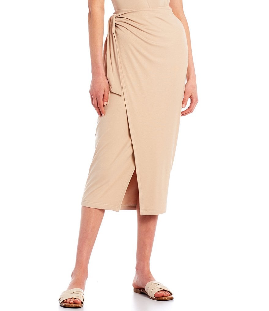 Every Solid Wrap High Rise Midi Skirt