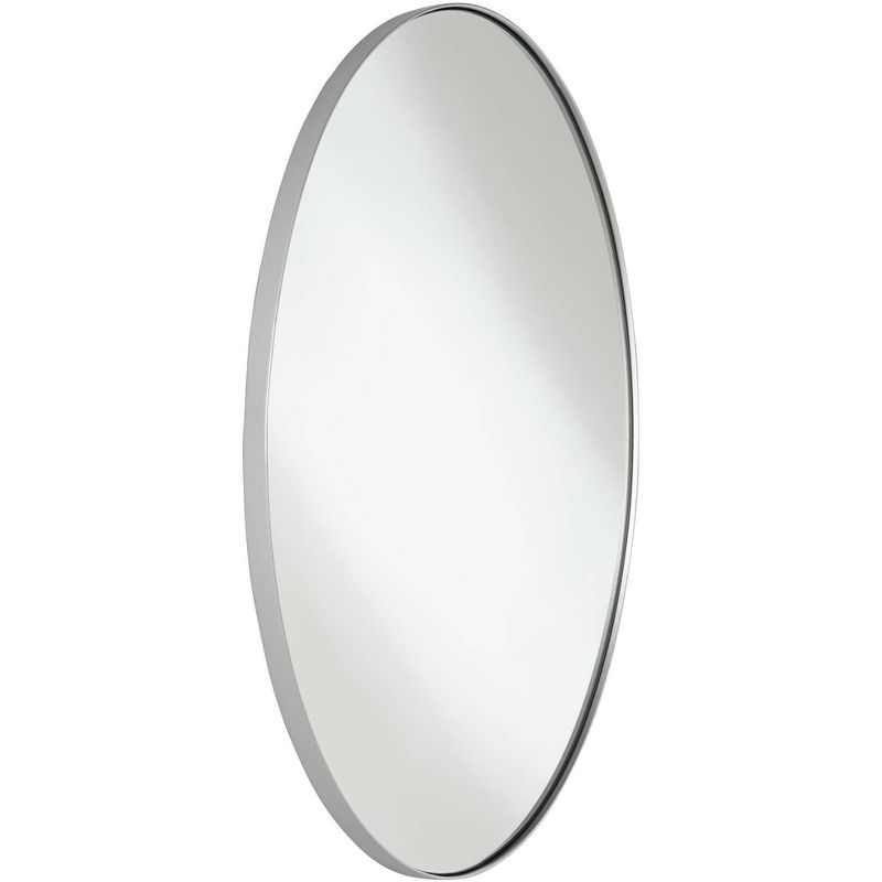 Noble Park Clarendon Silver Metal 17 3/4" x 23 3/4" Oval Wall Mirror
