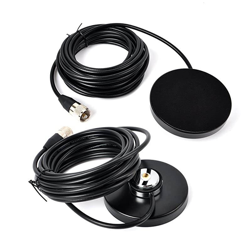 NMO Radio Antenna Magnet Mount 35 Base 16ft RG58 Coax Cable PL259 Connector with N Male to SO239 Adapter for Mobile Transceiver