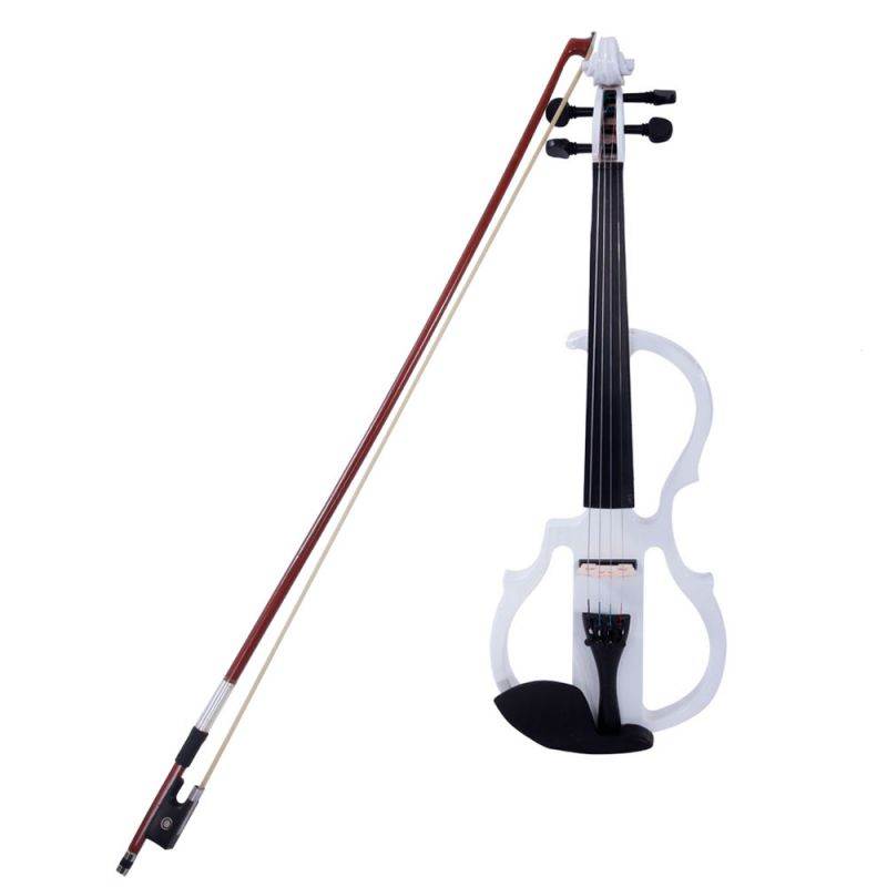 Electric Silent Violin Fiddle 4/4 Size & Case Bow Rosin Headphone White