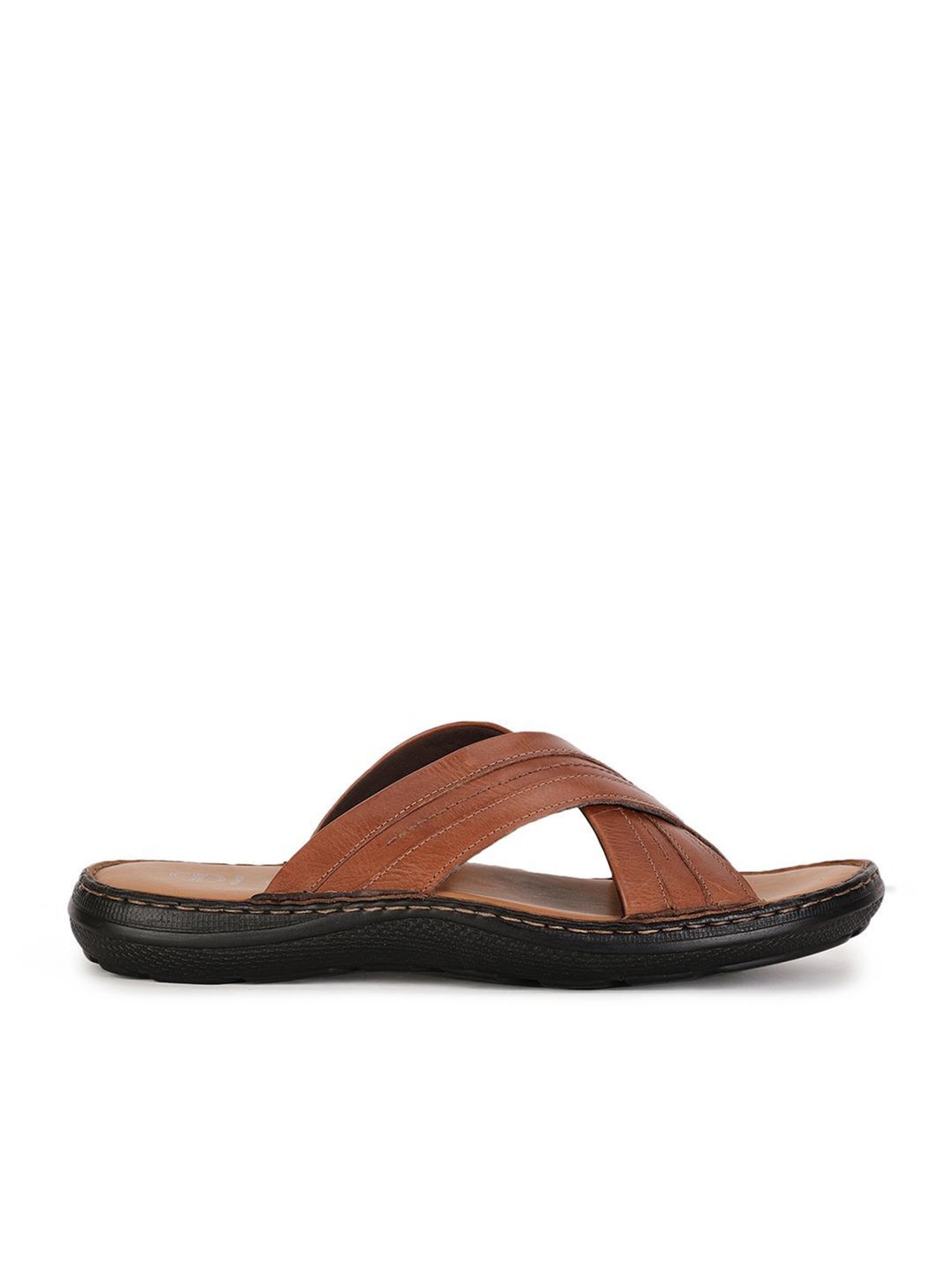 Hush Puppies by Bata Men's Brown Cross Strap Sandals