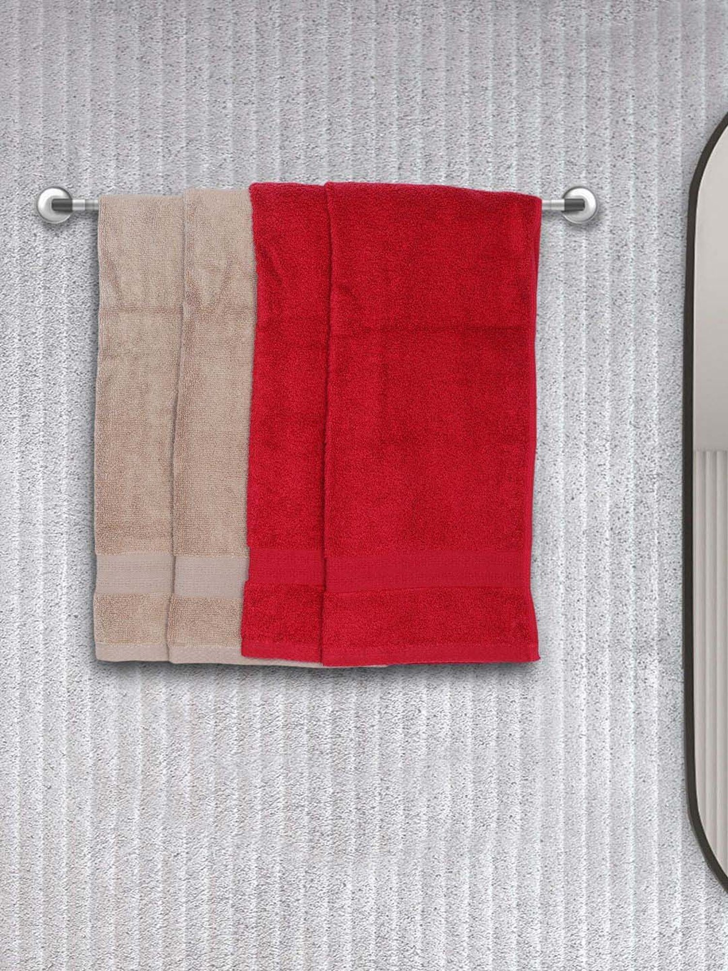 BIANCA Zero-Twist 100% Cotton Ultra-Fluffy Towels -4pc Hand Towel (paradiso) solid-burgundy/wheat