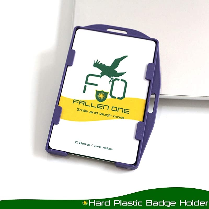 2 Pack -  Hard Plastic Id Card Holder - Black Badge Holders for Lanyard, Horizontal and Vertical Dual-Use, Double Sided, Hold 2 Cards