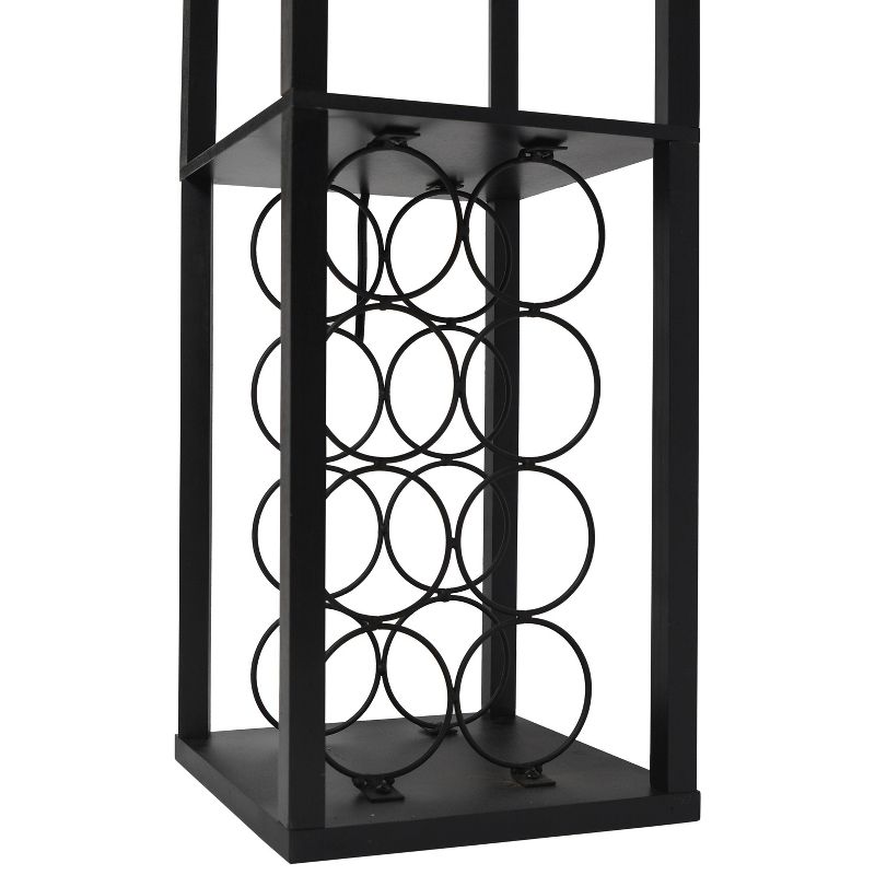 Etagere Organizer Storage Shelf Floor Lamp with Linen Shade Black - Simple Designs