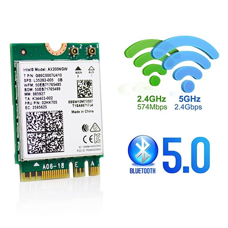 Intel AX200NGW Wireless Card WiFi 6 11AX WiFi Module 2 x 2 MUMIMO Dual Band Wireless Card with Bluetooth 50 Internal WiFi Adapter Support Windows 10 64bit M2NGFF