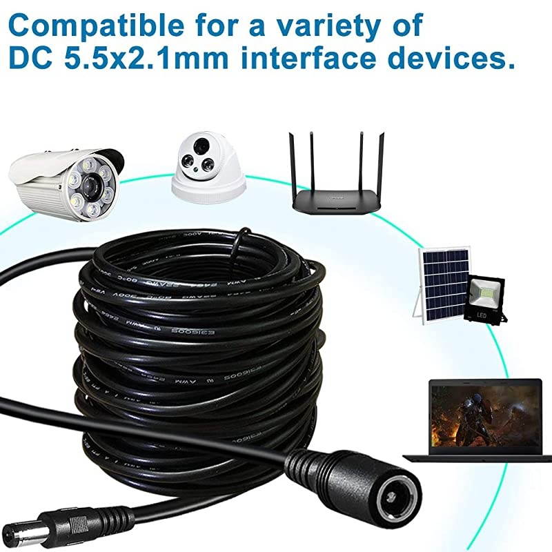 33FT DC Power Extension Cable 21mm x 55mm12v Power Supply Adapter for CCTV Security Camera Surveillance Wireless IP Camera Dvr Standalone LED StripCarLong Male to Female Barrel Plug Cord