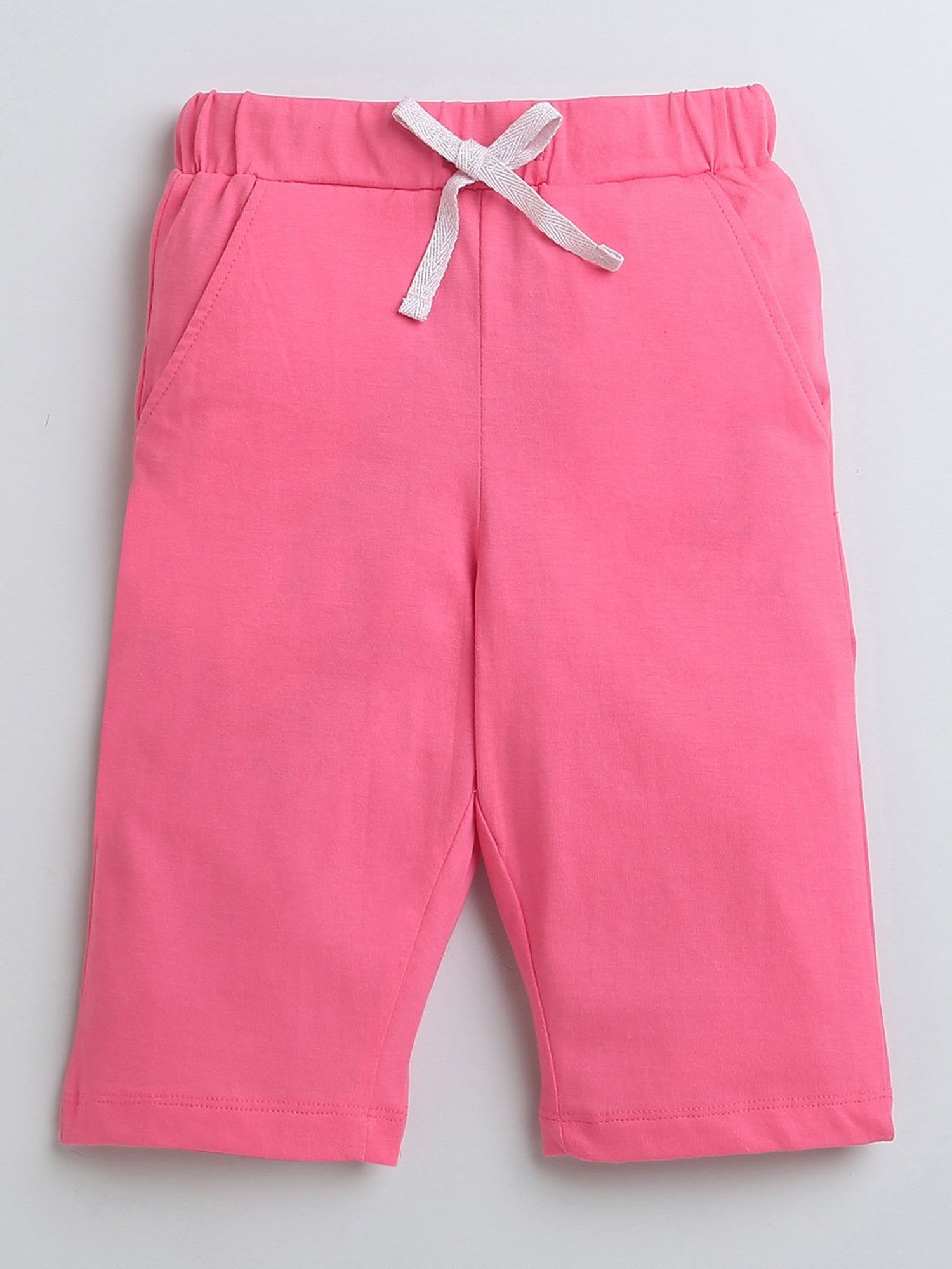 Bumzee Kids Pink Solid T-Shirt with Capri