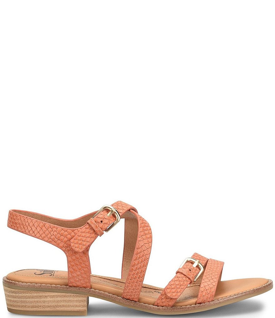 Sofft Nadie II Snake Print Leather Double Buckle Heel Sandals