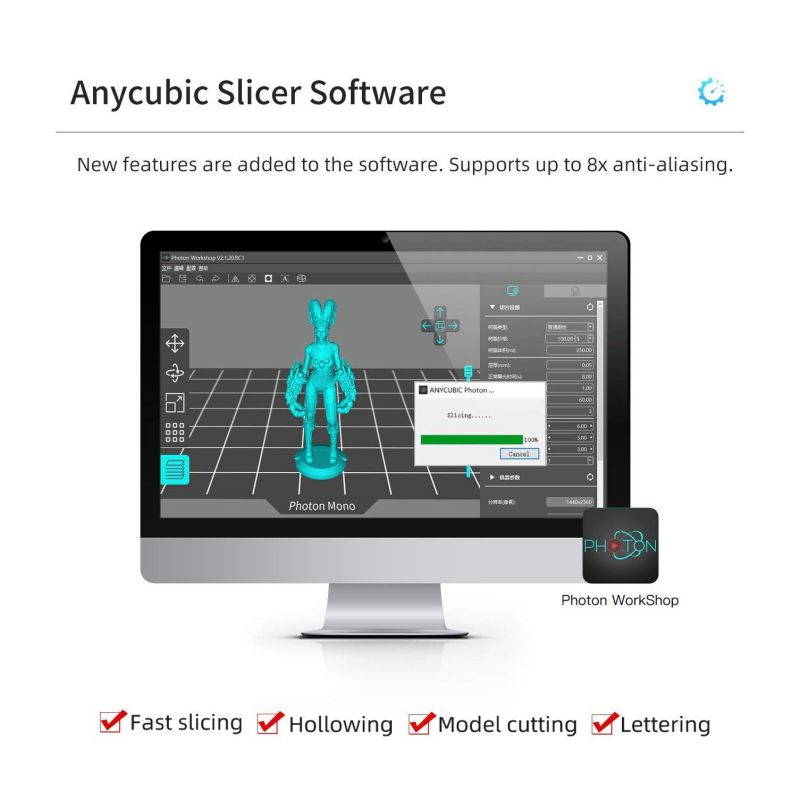 3D Printer, UV LCD Resin Printer with 2K Screen & Open lid Detection, Dual Z-axis Linear Rail, Printing Size130x82x165mm for 405nm Resin