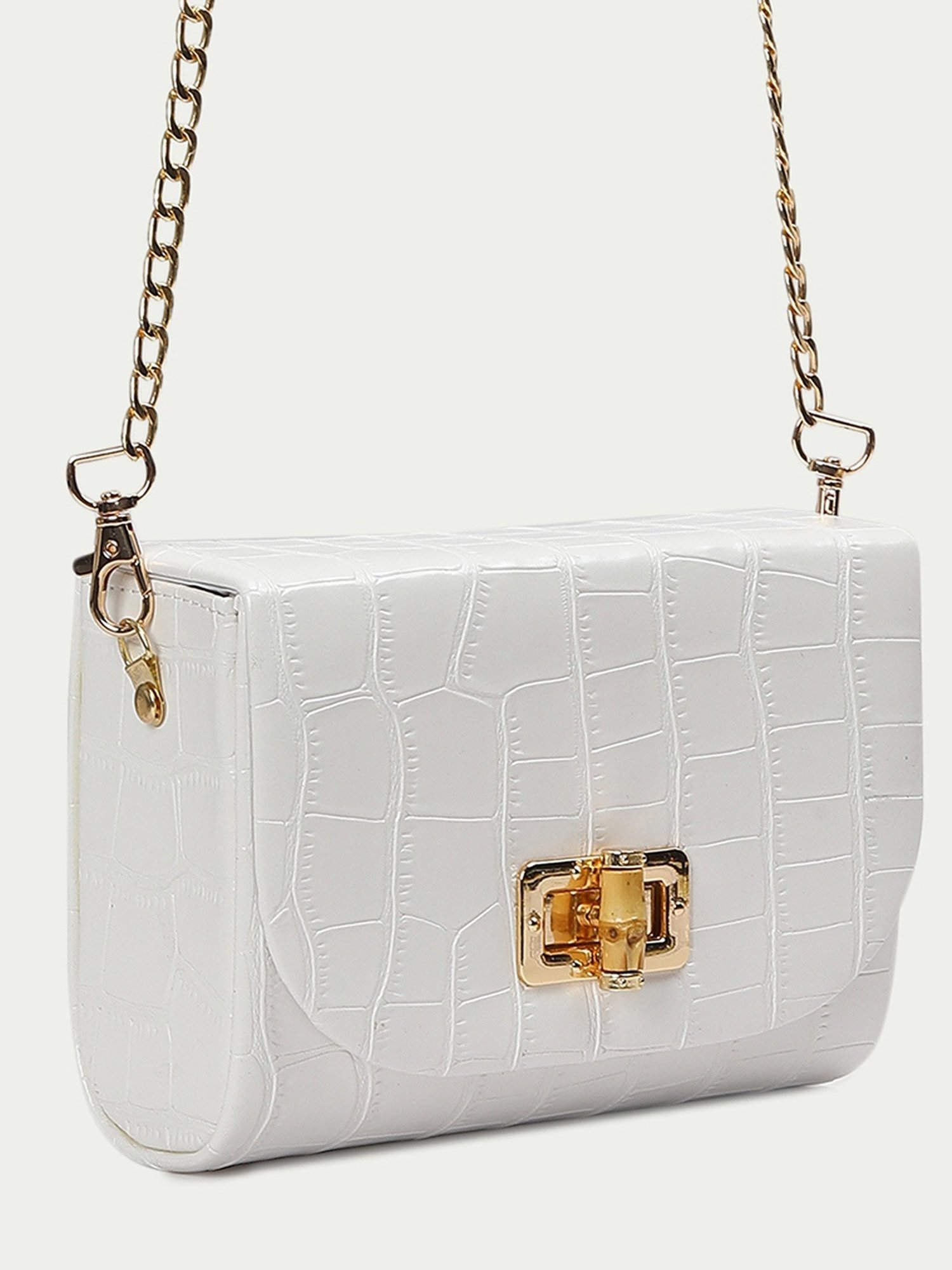 Code by Lifestyle White Textured Sling Handbag