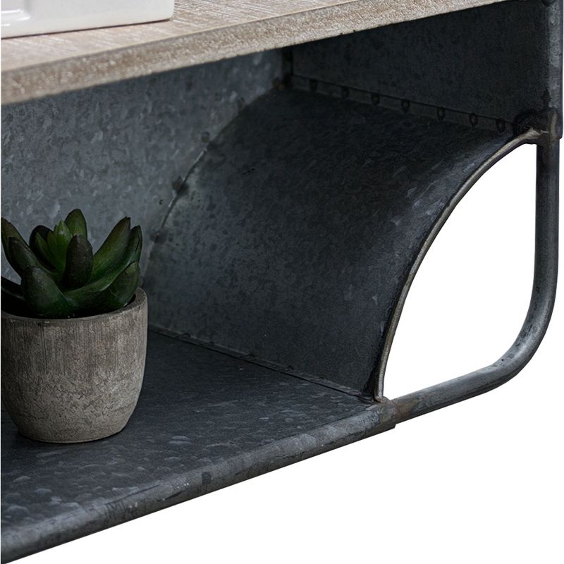 24.5" x 16.7" Decorative Galvanized Metal Wall Shelf Gray - E2 Concepts