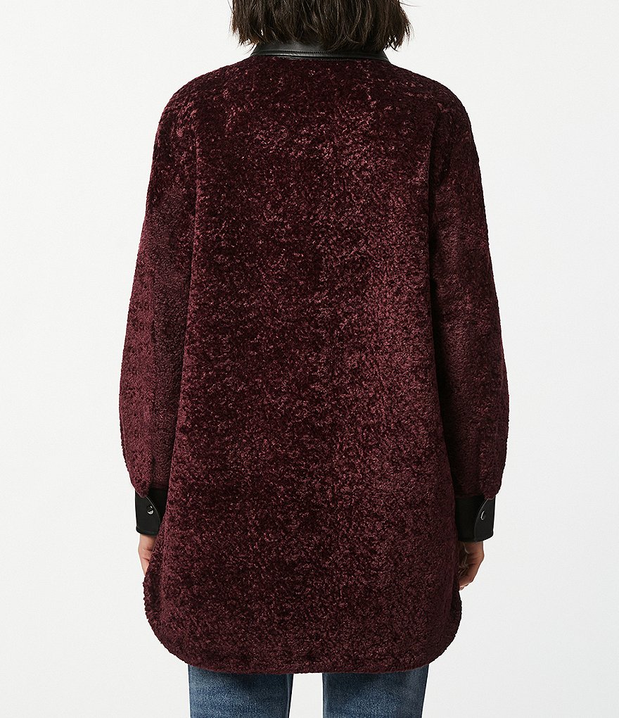 Kenneth Cole New York Short Water-Resistant Stand Collar Hooded Long Sleeve Chevron Puffer Jacket