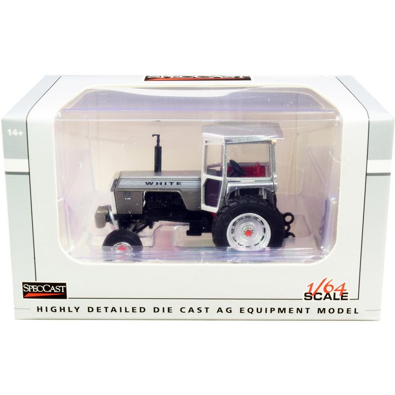 White 2-85 "Field Boss" Tractor with Cab Silver with White Stripes 1/64 Diecast Model by SpecCast