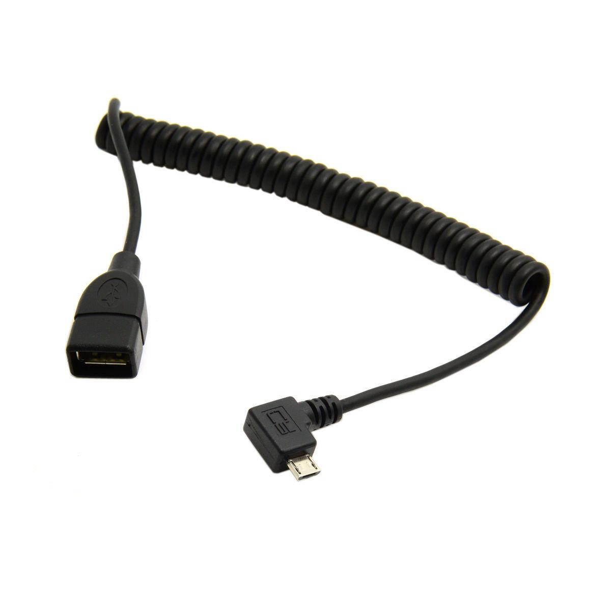 90 Degree Left Angled Micro USB 5Pin OTG Connector to USB Female Extension Cable
