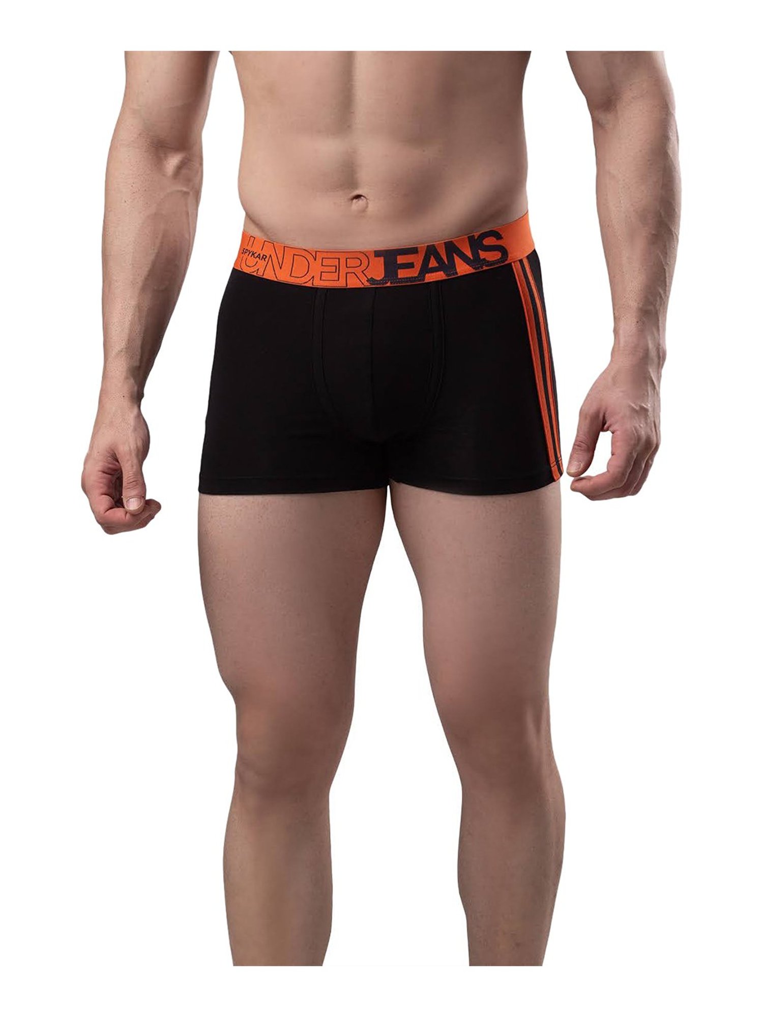 UnderJeans by Spykar Black & Orange Striped Trunks