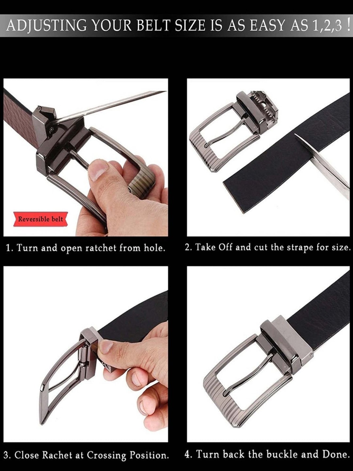 Louis Stitch Spanish Black & Brown Leather Reversible Belt For Men