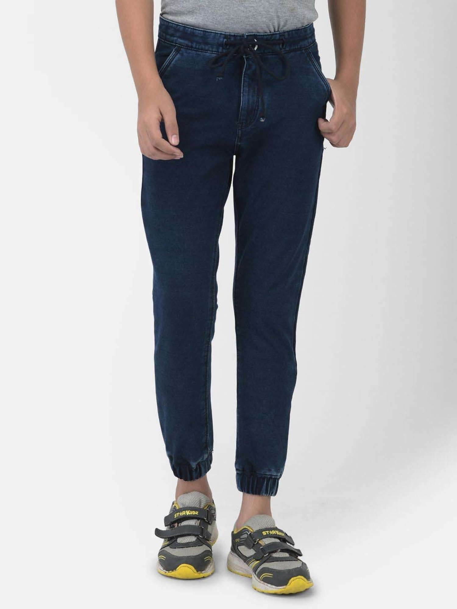 Crimsoune Club Boys Navy Blue Slim Fit Pants