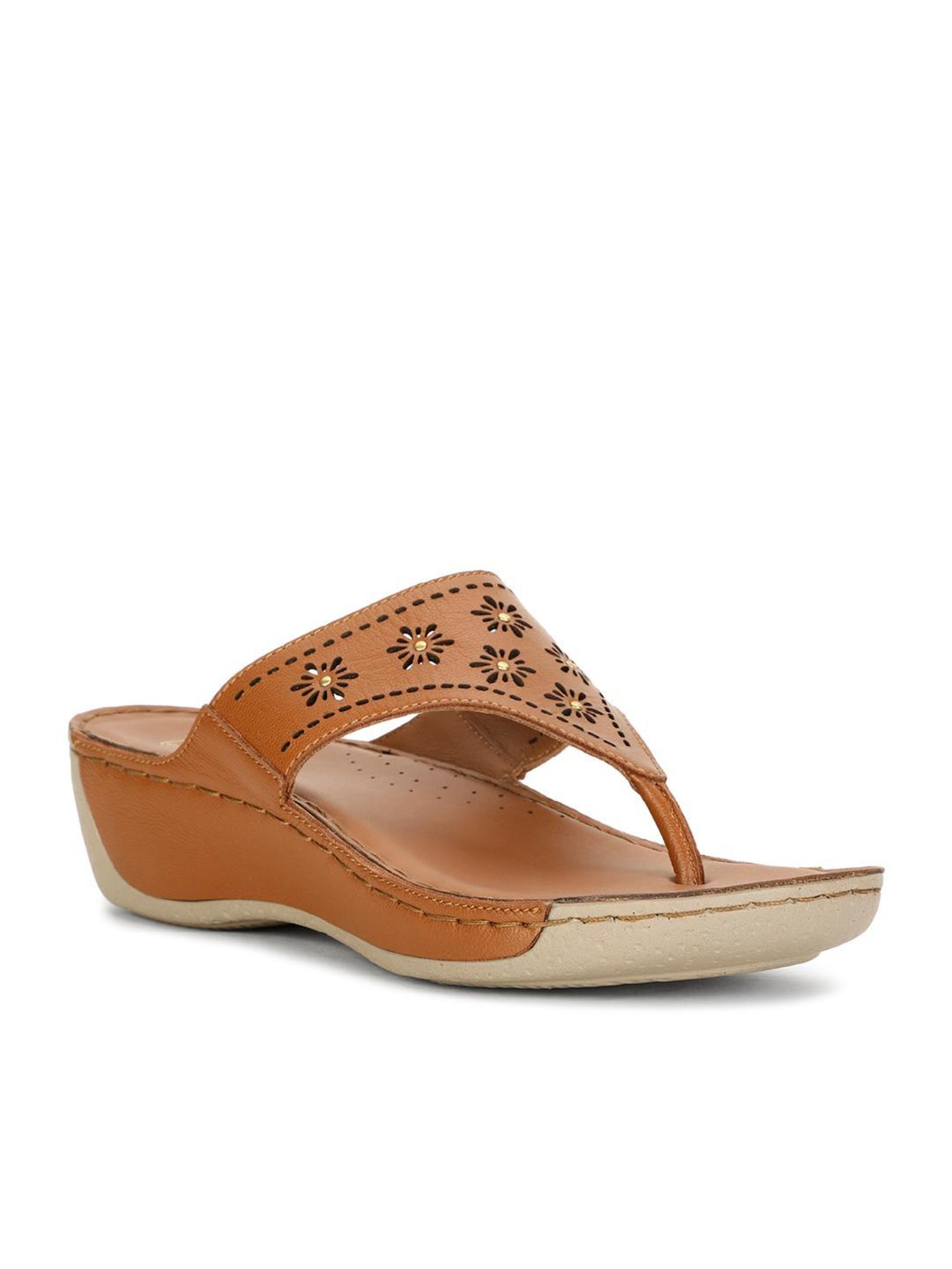 Scholl by Bata Women's Tan Thong Wedges